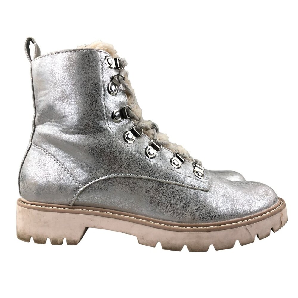 Dolce Vita Women's Size 8.5 Puck Silver Stella Re-Vita Faux Shearling Lug Boots